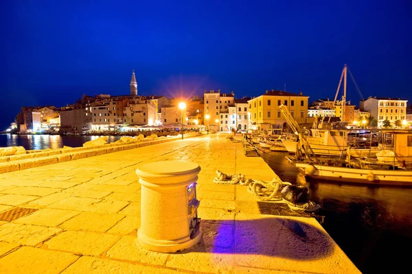 Rovinj harbor and waterfront evening view — Stock Photo, Image