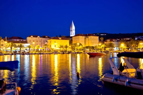 Supetar waterfront evening view from sea