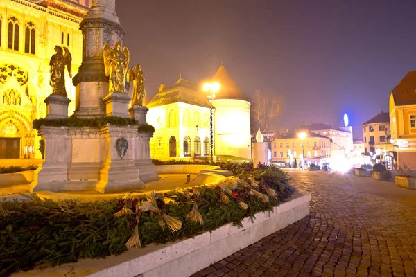 Piazza Kaptol a Zagabria vista serale dell'avvento — Foto Stock