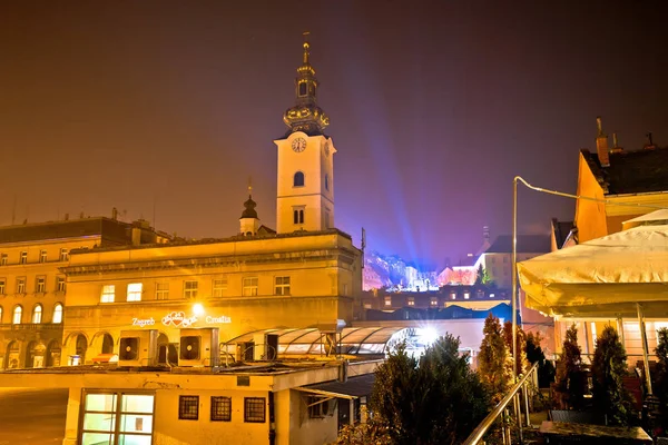 Zagreb upper town church advent evening view — Stock Photo, Image
