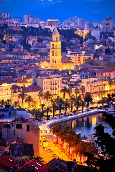 Famous Split waterfront evening aerial view — Stock Photo, Image