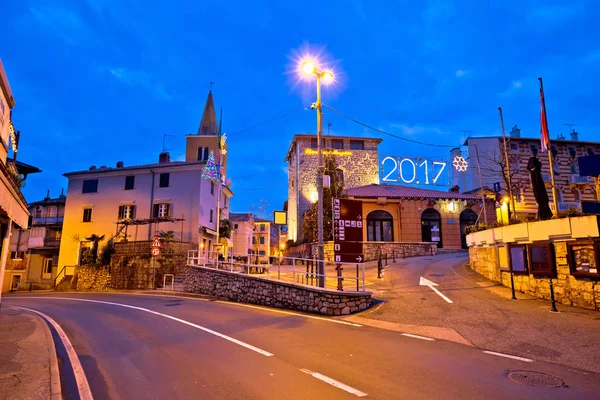 Town of Lovran advent evening view — Stock Photo, Image