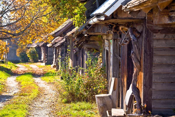 Historic wooden cottages street Ilica — Stock Photo, Image