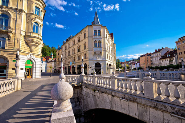 Tromostovje square and bridges of Ljubljana, capital of Slovenia