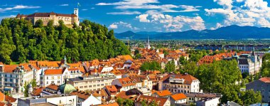 City of Ljubljana panoramic view clipart
