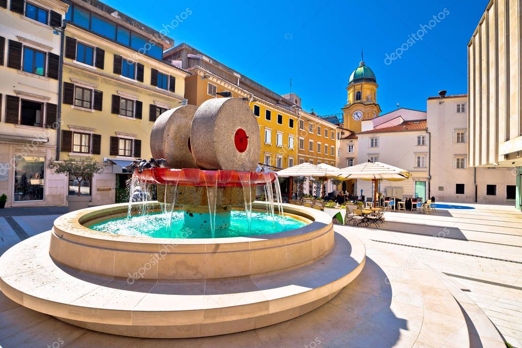 Rijeka square and fountain view