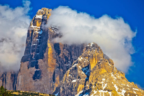 Three peaks of Lavaredo in Dolomites Apls view