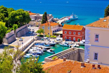 Famous Fosa harbor in Zadar aerial view clipart