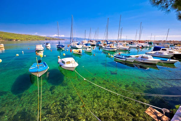 Türkis kleiner Hafen von Volosko Dorf Blick — Stockfoto