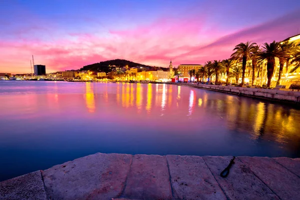 Split Waterfront Sonnenuntergang Waterfront Ansicht — Stockfoto