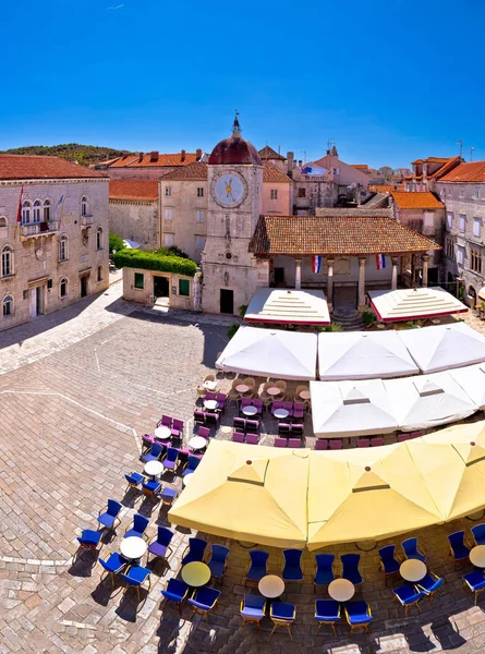 UNESCO Trogir Şehri ana kare panoramik görünüm 