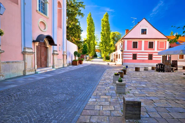 바로크 양식의 타운 Varazdin 보기의 다채로운 거리 — 스톡 사진