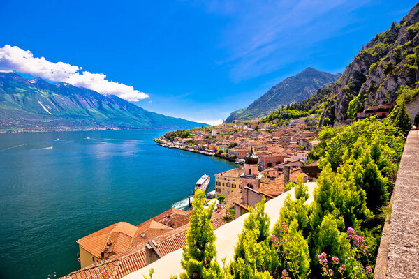 Lago di Garda panoramic view in Limone sul Garda, tourist destination in Italy