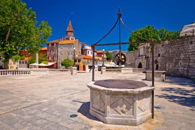 Zadar Five wells square and historic architecture view clipart