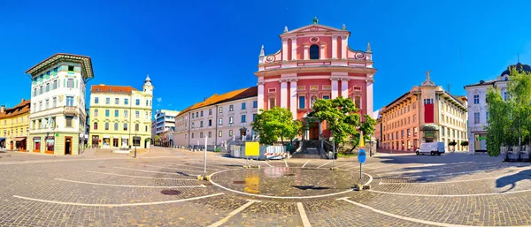 Presern square in Ljubljana panoramic view — Stock Photo, Image