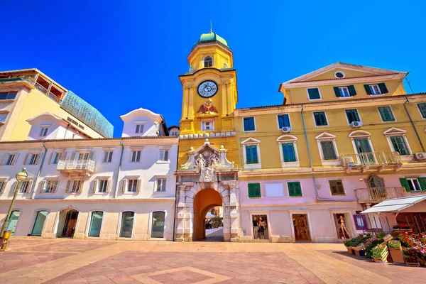 City of Rijeka main square and clock tower view — Stock Photo, Image