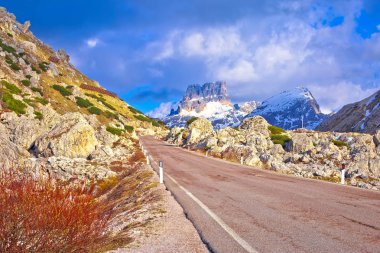 High alpine road in Passo Valparola clipart