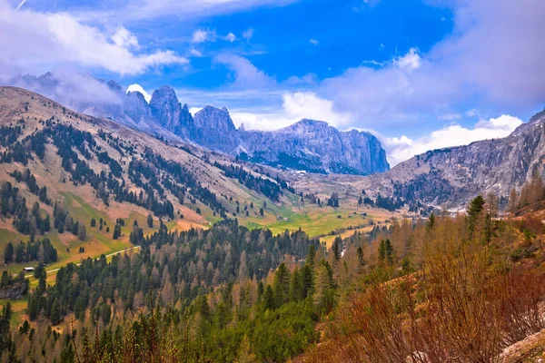 가데나 패스 Dolomites 알프스에서의 고산 풍경 — 스톡 사진