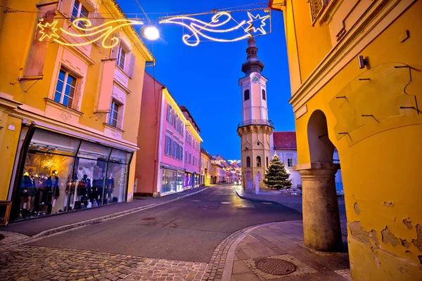 Bad Radkersburg street evening advent view — Stock Photo, Image