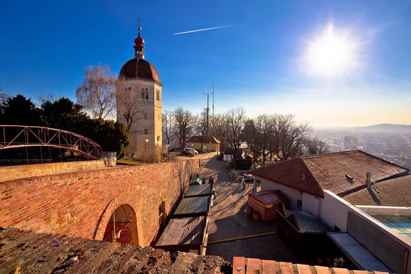 Vista de Graz desde Schlossberg al atardecer — Foto de Stock