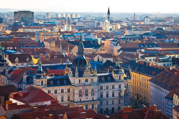 格拉茨城市中心鸟瞰图 — 图库照片