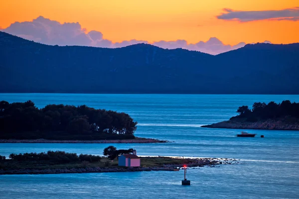 Archipel Adriatique de Pakostane vue aérienne coucher de soleil — Photo