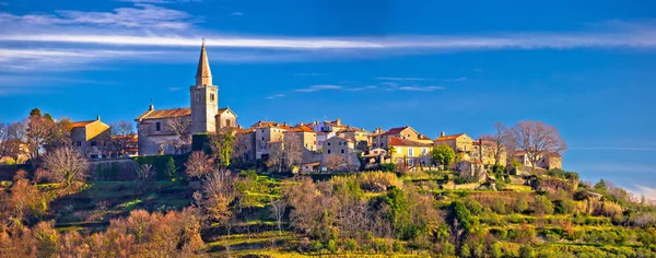 Idylliska hill village i Grožnjan panoramautsikt — Stockfoto