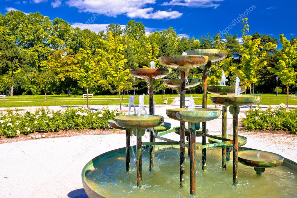 Tivoli park and fountain in Ljubljana