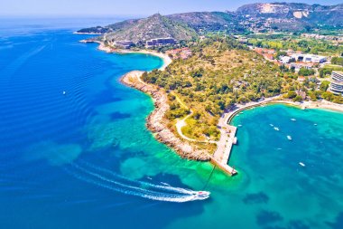 Srebreno Dubrovnik zümrüt şeridinin havadan görünümü