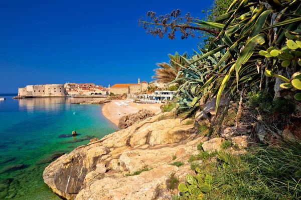 Tarihi Dubrovnik şehri ve Banje beach görüntüleyin