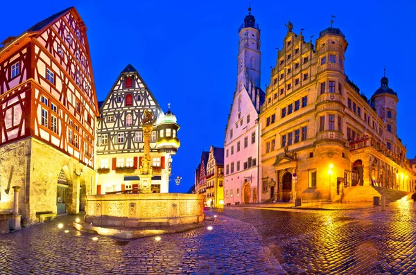 Main square (Marktplatz or Market square) of medieval German tow — Stock Photo, Image