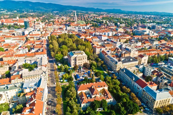 Zagreb centro histórico vista aérea —  Fotos de Stock