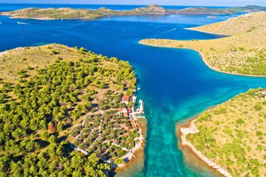 Amazing Kornati Adaları milli parkı takımadalar havadan görünümü