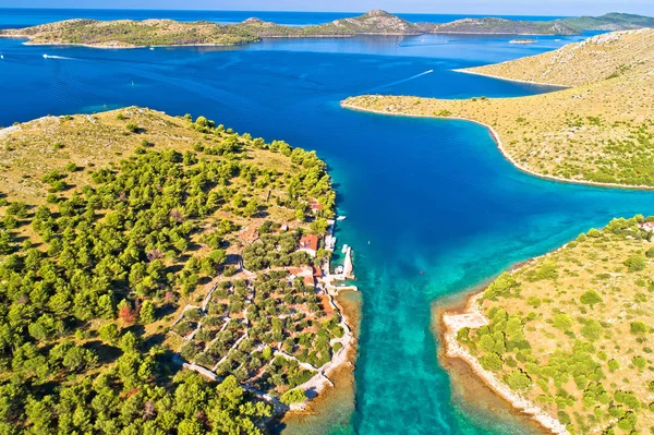 Csodálatos Kornati-szigetek Nemzeti Park szigetvilág légi nézet — Stock Fotó