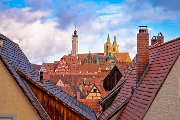 Rooftops and landmarks of historic town of Rothenburg ob der Tau — Stock Photo, Image