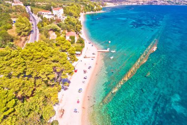 Orebic on Peljesac peninsula waterfront summer speed boat aerial