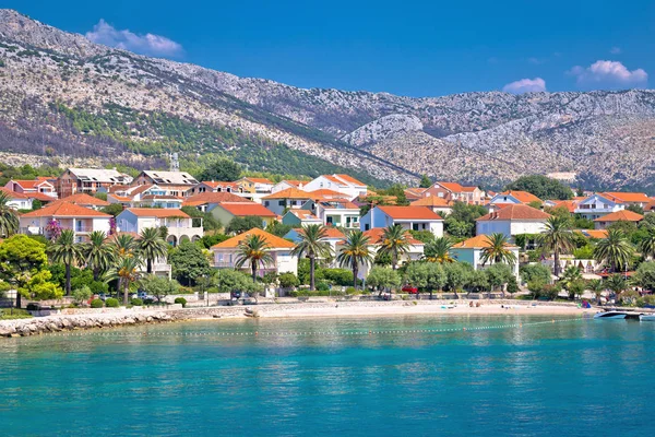 Strand város Orebic a Peljesac-félszigeten kilátás — Stock Fotó