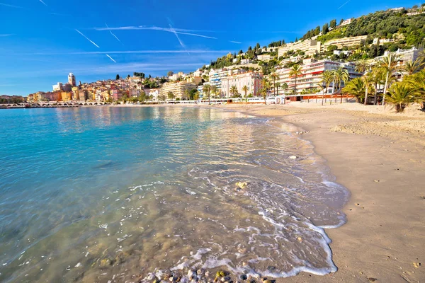 Colorida Costa Azul Ciudad Menton Vista Playa Arquitectura Departamento Alpes — Foto de Stock