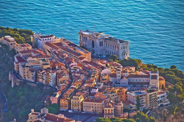 Vieille Ville Monaco Sur Rocher Vue Panoramique Colorée Haut Principauté — Photo