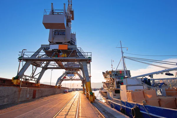 Ville Portuaire Rijeka Grues Vue Sur Brise Lames Baie Kvarner — Photo