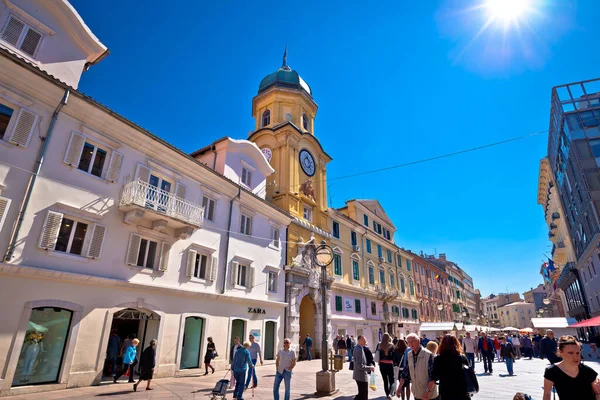 Rijeka Croatia March 2020 Town Rijeka Main Square Clock Tower — Stock Photo, Image