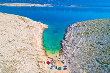 Vrsi. Zadar archipelago idyllic cove beach in stone desert scenery near Zecevo island, Dalmatia region of Croatia clipart
