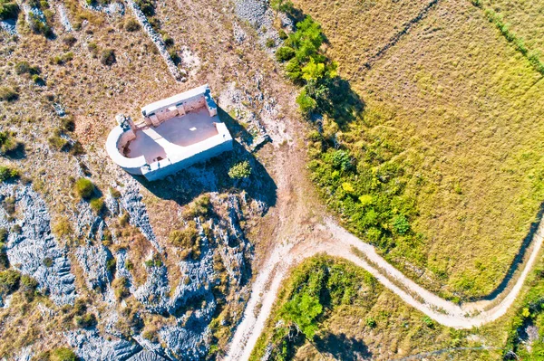 Saint Lovre Church Ruin Vrsi Aerial View Stone Desert Zadar — Stock Photo, Image