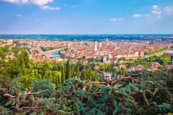 Város Verona Régi Központja Adige Folyó Panorámás Kilátás Dombról Veneto — Stock Fotó
