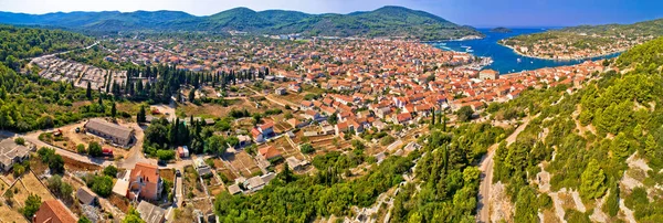 Ciudad Vela Luka Isla Korcula Vista Panorámica Aérea Archipiélago Del — Foto de Stock