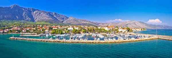 Ciudad Orebic Península Peljesac Vista Panorámica Frente Mar Región Sur — Foto de Stock