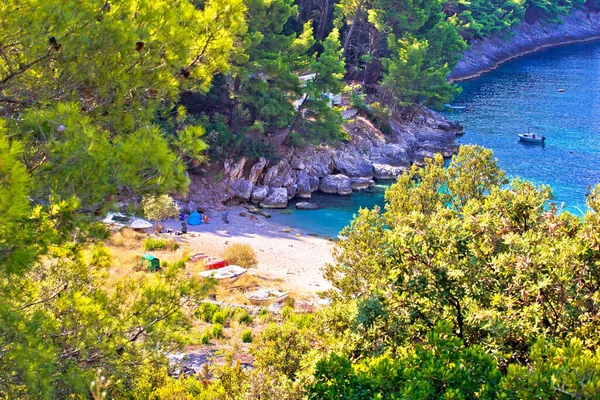 Isla Korcula Playa Oculta Verde Vista Naturaleza Archipiélago Dalmacia Croacia — Foto de Stock