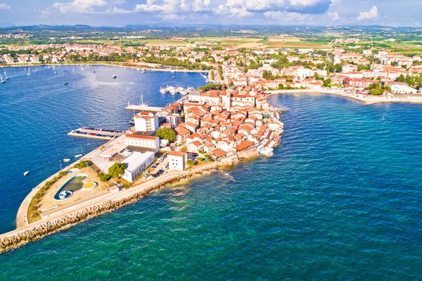 Cidade Umag Vista Aérea Litoral Histórica Arquipélago Região Ístria Croata — Fotografia de Stock