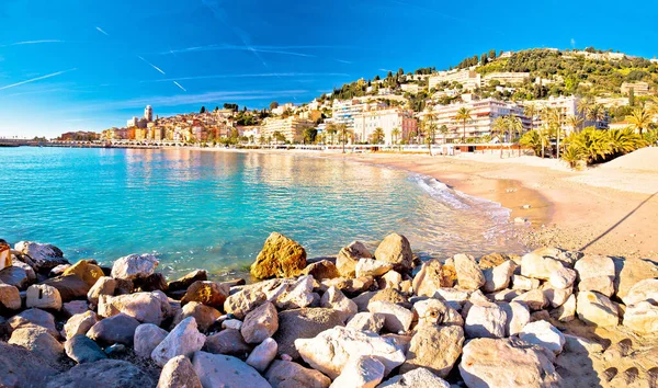 Colorido Cote Azur Cidade Menton Praia Arquitetura Vista Panorâmica Alpes — Fotografia de Stock