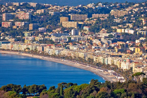 Ciudad Niza Promenade Des Anglais Vista Aérea Frente Mar Riviera — Foto de Stock